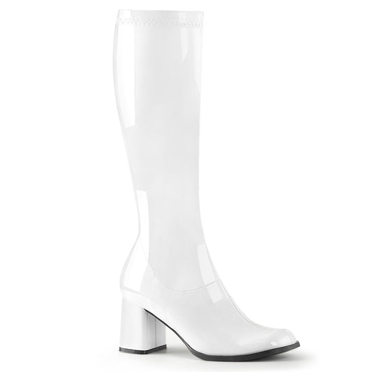 Funtasma GOGO-300 White Boots - 3 Inch Heels