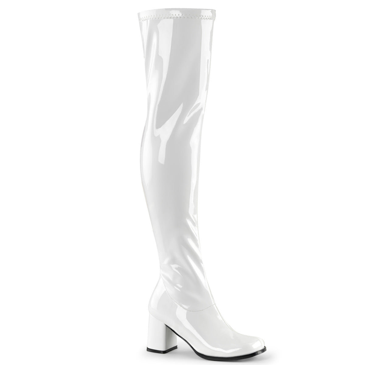 Funtasma GOGO-3000 White Over the Knee Boots - 3 Inch Heels