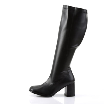 GOGO-300WC Pleasers Funtasma 3" Heel Black Wide Width Knee High Boots