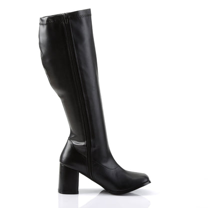 GOGO-300WC Pleasers Funtasma 3" Heel Black Wide Width Knee High Boots