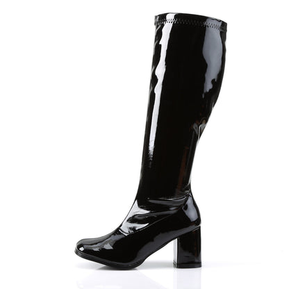 GOGO-300WC Pleasers Funtasma 3" Heel Black Wide Width Knee High Boots
