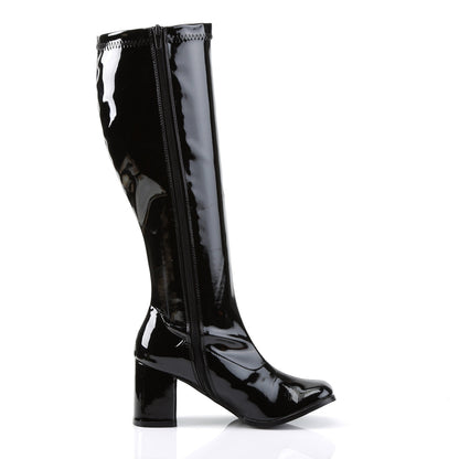GOGO-300WC Pleasers Funtasma 3" Heel Black Wide Width Knee High Boots