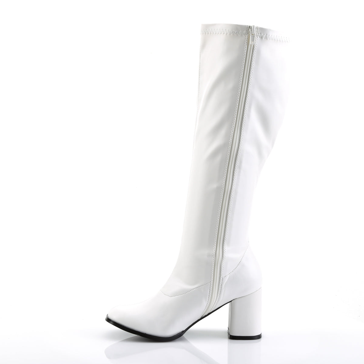 GOGO-300WC Pleasers Funtasma 3" Heel White Wide Width Knee High Boots