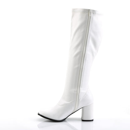 GOGO-300WC Pleasers Funtasma 3" Heel White Wide Width Knee High Boots
