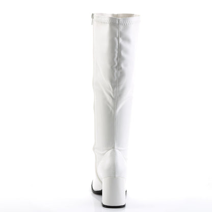 GOGO-300WC Pleasers Funtasma 3" Heel White Wide Width Knee High Boots