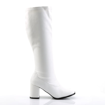 GOGO-300WC Pleasers Funtasma 3" Heel White Wide Width Knee High Boots