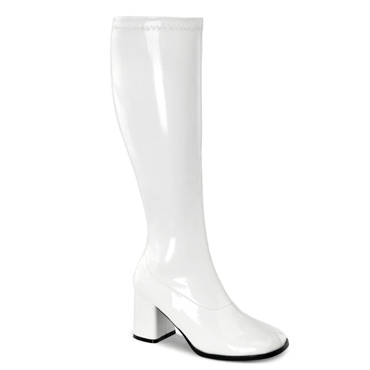 GOGO-300WC 3" Heel White Wide Width Knee High Boots Funtasma Costume Shoes