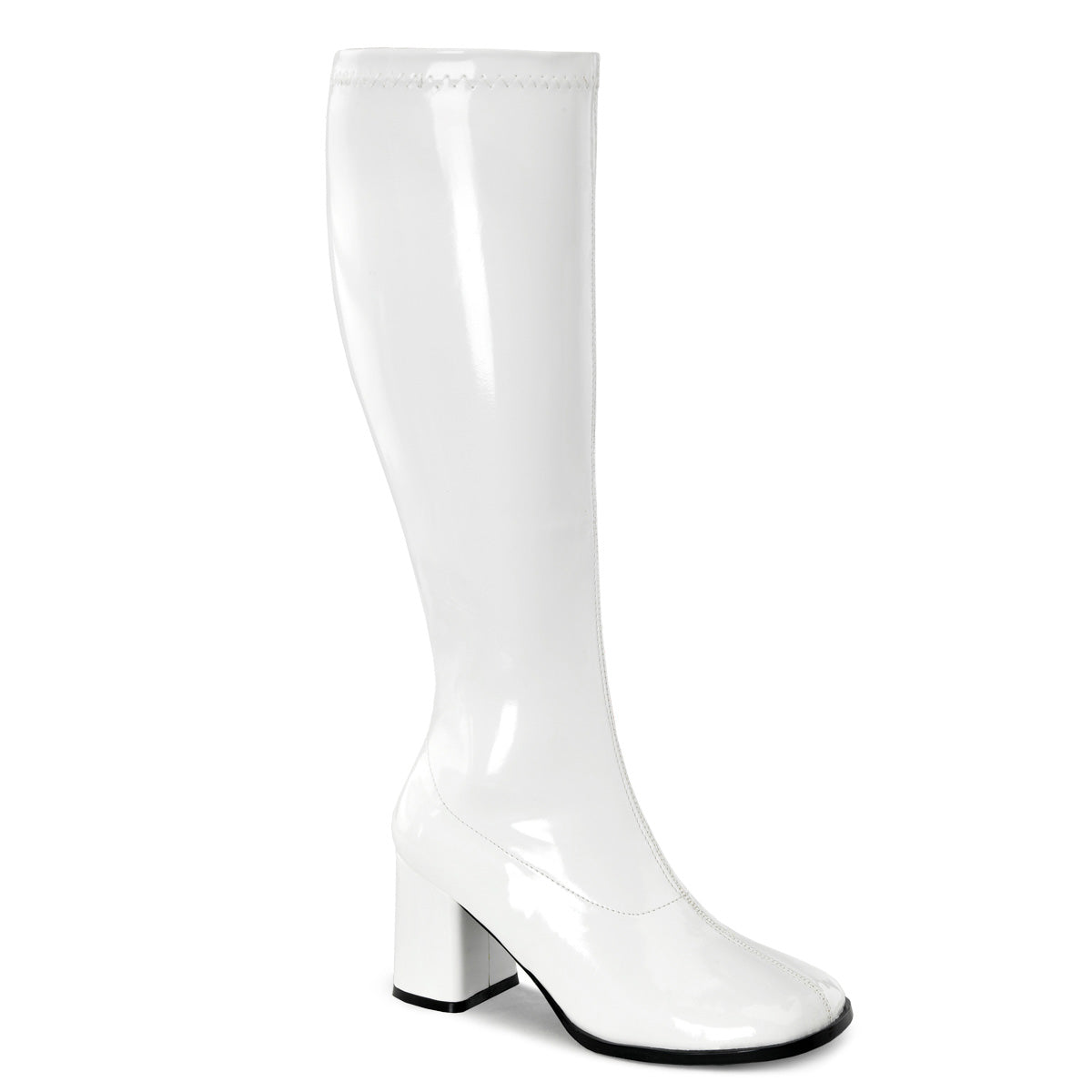 GOGO-300WC Pleasers Funtasma 3" Heel White Wide Width Knee High Boots