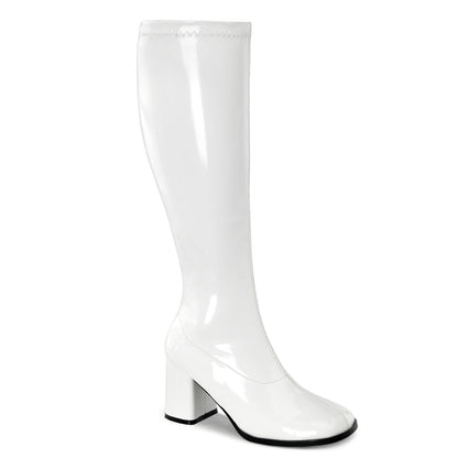 GOGO-300WC Pleasers Funtasma 3" Heel White Wide Width Knee High Boots