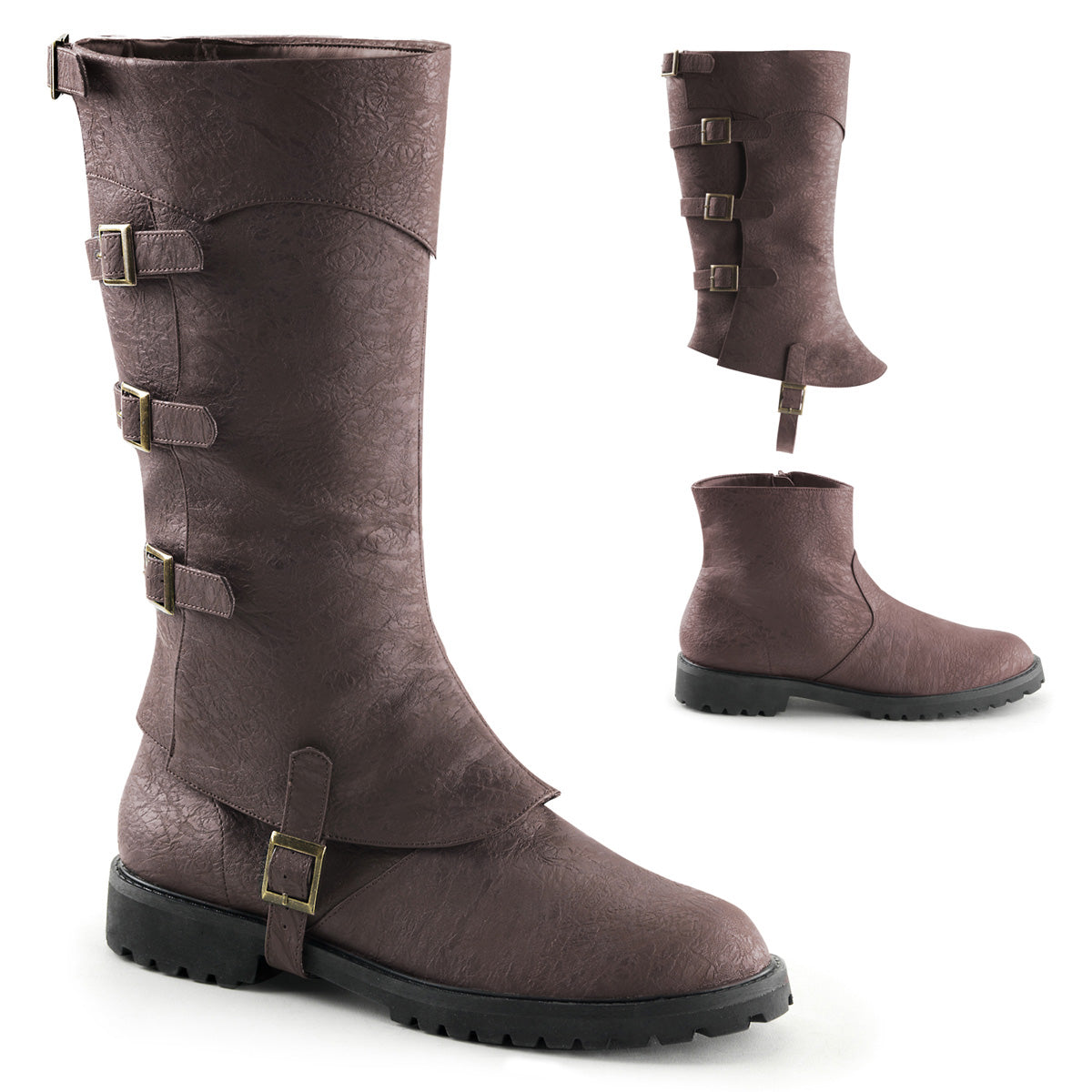 GOTHAM-105 Funtasma Brown 1.5 Inch Fancy Dress Boots Brown Distressed Pu