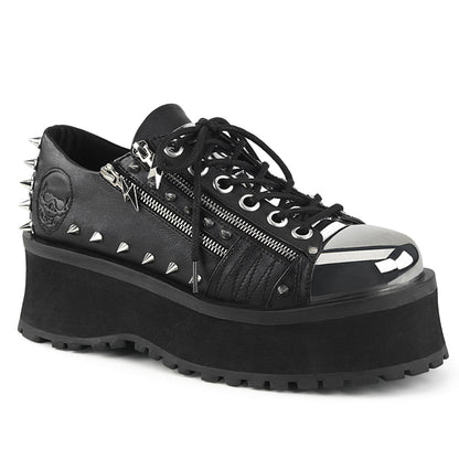 Demonia GRAVEDIGGER-04 Black Lace-Up Platform Oxford Shoes