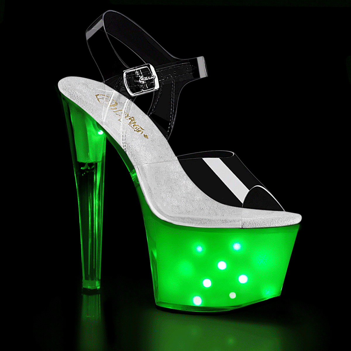 ILLUMINATOR-708 Pleaser White Glow 7 Inch Pole Dance Platform Shoes