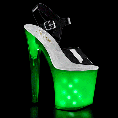 ILLUMINATOR-808 Pleaser White Glow 8 Inch Pole Dancing Platform Shoes Clear White Glow