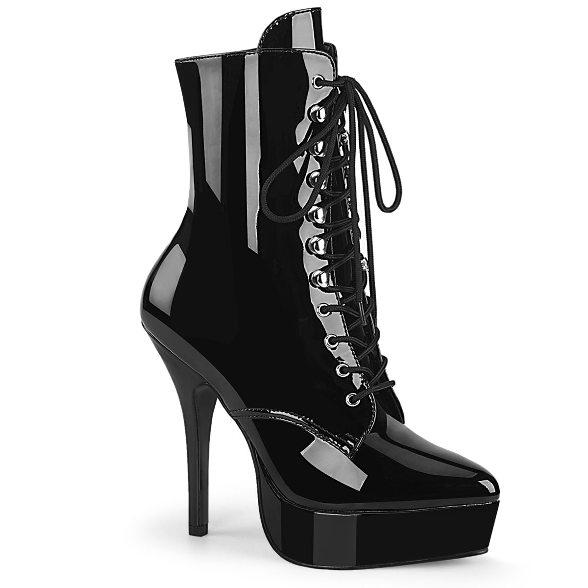 INDULGE-1020 Devious Black 5.3 Inch Fetish Platforms Black Patent