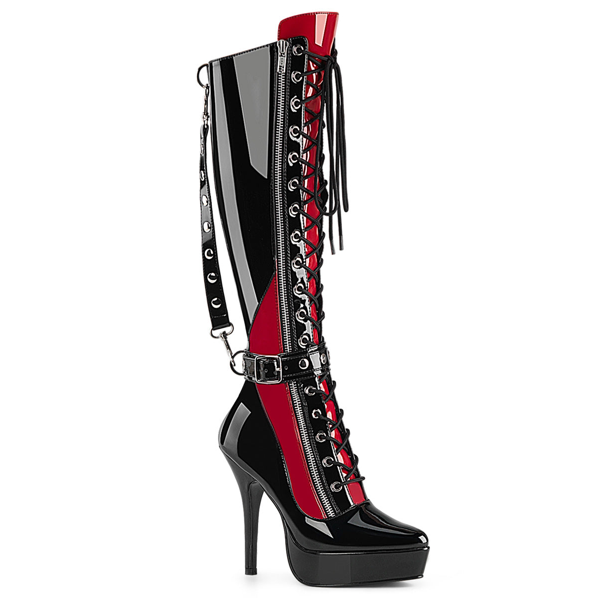 INDULGE-2028 Devious Black Red 5.3 Inch Fetish Platforms Blk-Red Pat