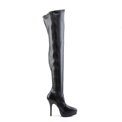 INDULGE-3000 Devious 5 Inch Heel Black Platforms Thigh Highs