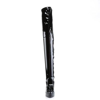Devious INDULGE-3000 Black Platform Thigh High Boots - 5 1/4 Inch Heels