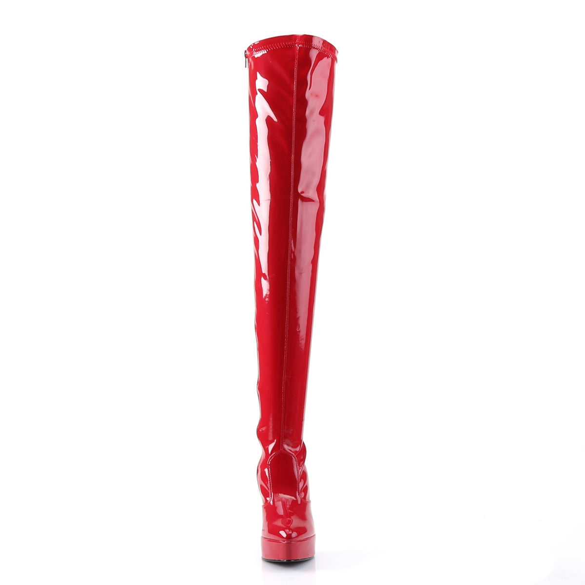 indulge 3000 devious fetish shoes red stretch platforms thigh high length boots