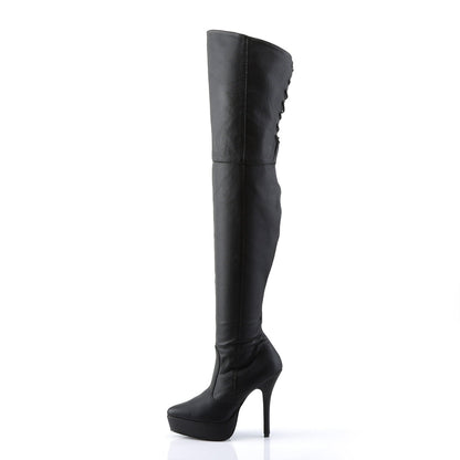 INDULGE-3011 Devious Black Leather 5.3 Inch Fetish Platforms