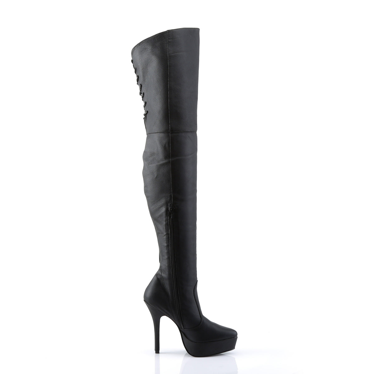 INDULGE-3011 Devious Black Leather 5.3 Inch Fetish Platforms