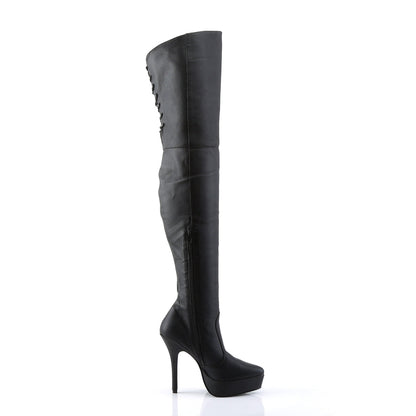INDULGE-3011 Devious Black Leather 5.3 Inch Fetish Platforms