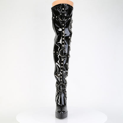 Devious INDULGE-3026 Black Platform Thigh High Boots - 5 1/4 Inch Heels