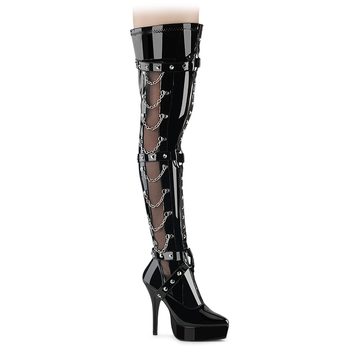 INDULGE-3026 Devious Black 5.3 Inch Fetish Platforms