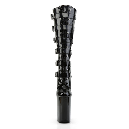 Pleaser INFINITY-2049 Black Lace-Up Platform Knee High Boots - 9 Inch Heels
