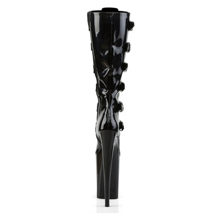 Pleaser INFINITY-2049 Black Lace-Up Platform Knee High Boots - 9 Inch Heels