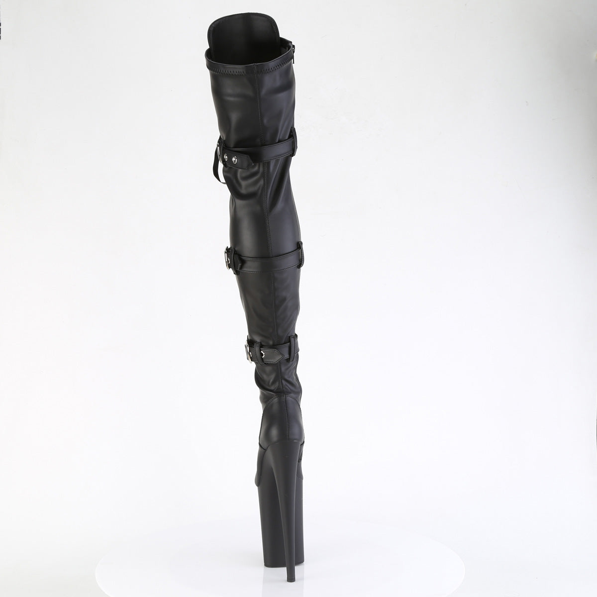 INFINITY-3028 Pleaser Black Faux Leather 9 Inch Extreme High Thigh Highs