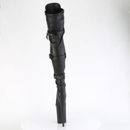 INFINITY-3028 Pleaser Black Faux Leather 9 Inch Extreme High Thigh Highs