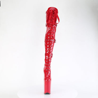 INFINITY-3028 Pleaser Red 9 Inch Extreme High Thigh Highs