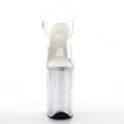 Pleaser INFINITY-908MG Clear Glitter Platform Sandals - 9 Inch Heels