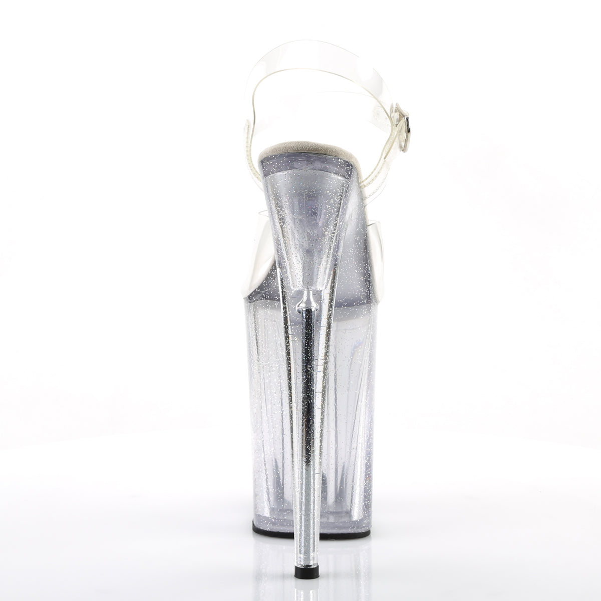 Pleaser INFINITY-908MG Clear Glitter Platform Sandals - 9 Inch Heels