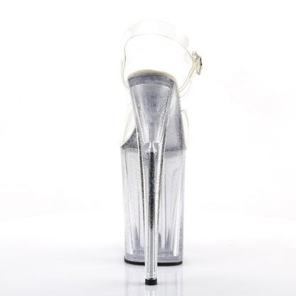 Pleaser INFINITY-908MG Clear Glitter Platform Sandals - 9 Inch Heels