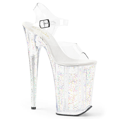 Pleaser INFINITY-908MG Clear Glitter Platform Sandals - 9 Inch Heels