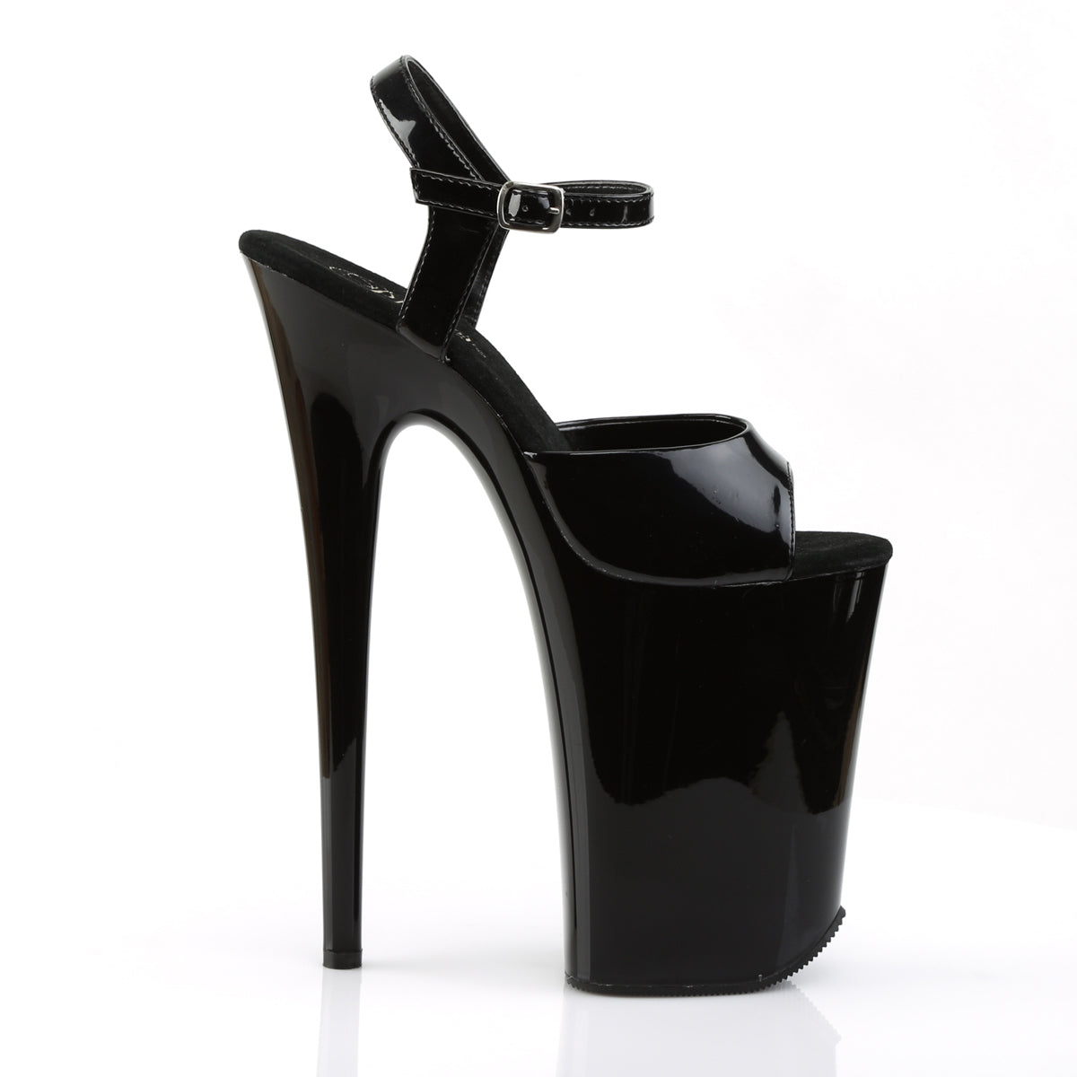 INFINITY-909 Pleaser 9" Heel Black Patent Stripper Platforms High Heels