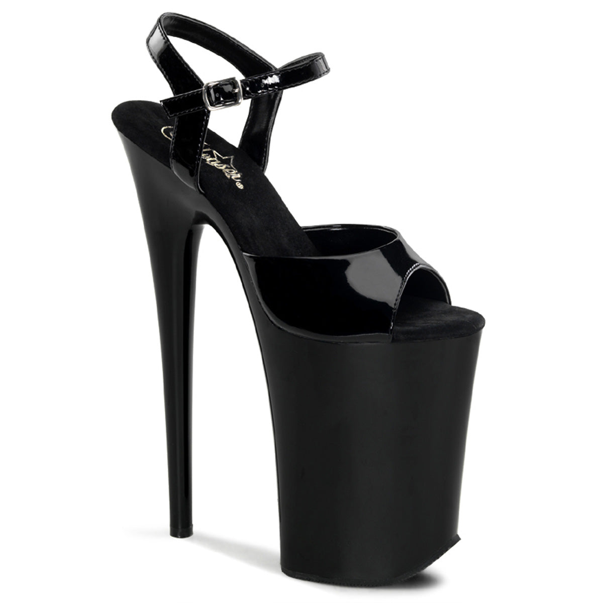 INFINITY-909 Pleaser 9" Heel Black Patent Stripper Platforms High Heels
