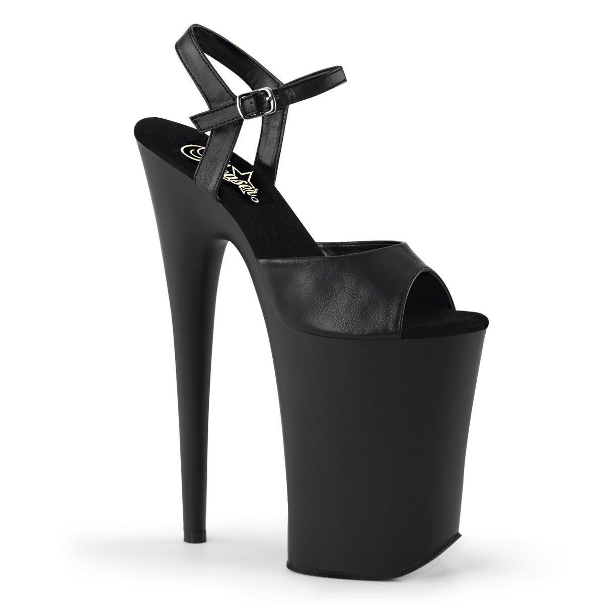 Pleaser INFINITY-909 Black / Black Matte Platform Sandals - 9 Inch Heels