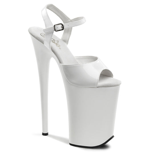 Pleaser INFINITY-909 White Platform Sandals - 9 Inch Heels