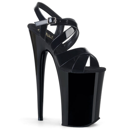 INFINITY-997 9 Inch Heel Black Patent Stripper Platforms High Heels