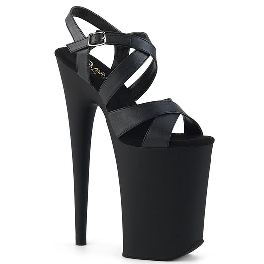 Pleaser INFINITY-997 Black / Black Matte Platform Sandals - 9 Inch Heels