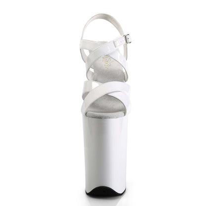 Pleaser INFINITY-997 White Platform Sandals - 9 Inch Heels