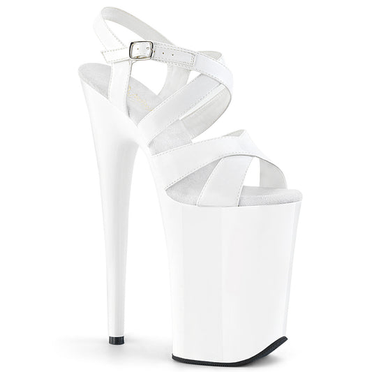 Pleaser INFINITY-997 White Platform Sandals - 9 Inch Heels