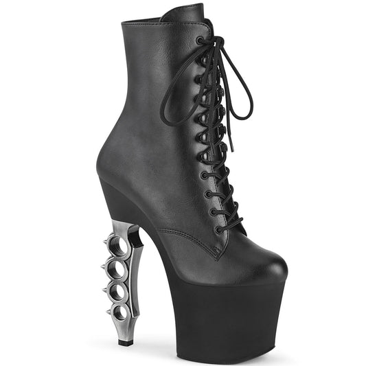 IRONGRIP-1020 Pleaser Black 7 Inch Exotic Dancing Ankle Boots