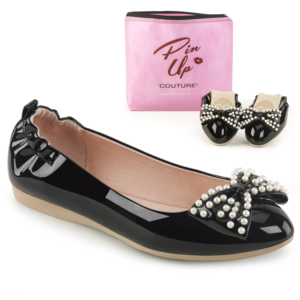 Pin Up Couture IVY-09 Black Ballet Flats