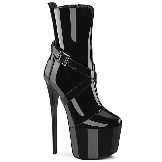 Pleaser JUBILANT-1011 Black Platform Ankle Boots - 7 Inch Heels