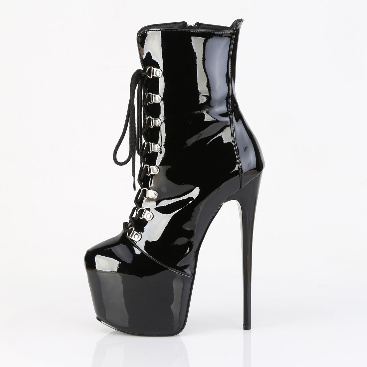 Pleaser JUBILANT-1014 Black Lace-Up Platform Ankle Boots - 7 Inch Heels