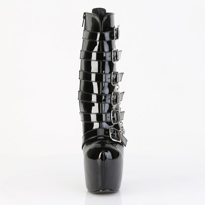 Pleaser JUBILANT-1015 Black Platform Ankle Boots - 7 Inch Heels