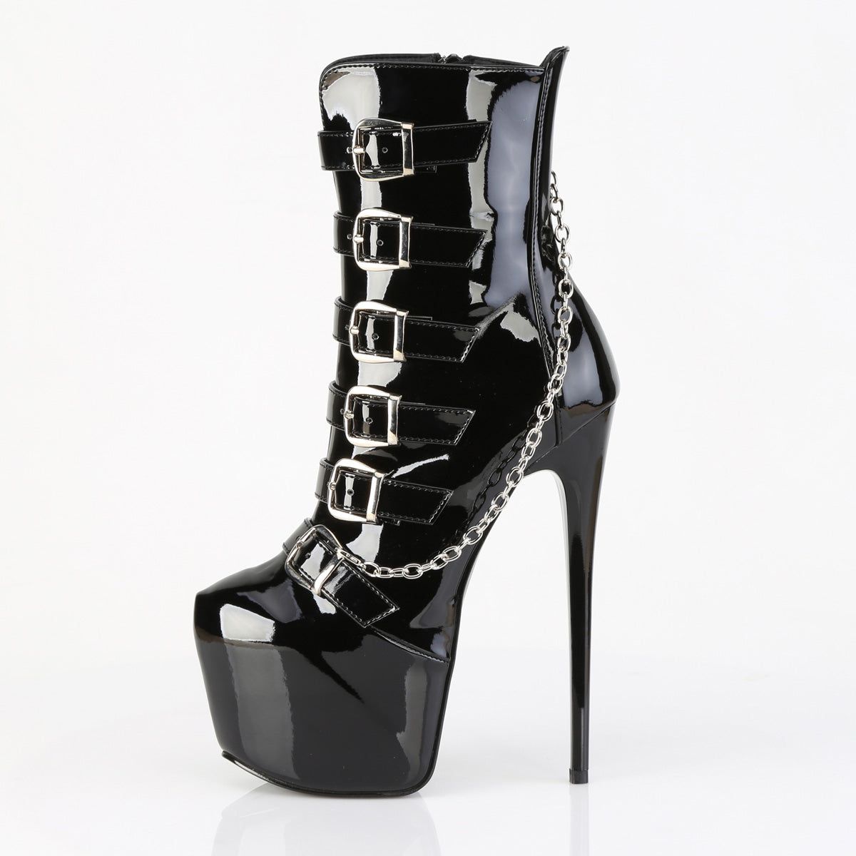 Pleaser JUBILANT-1015 Black Platform Ankle Boots - 7 Inch Heels